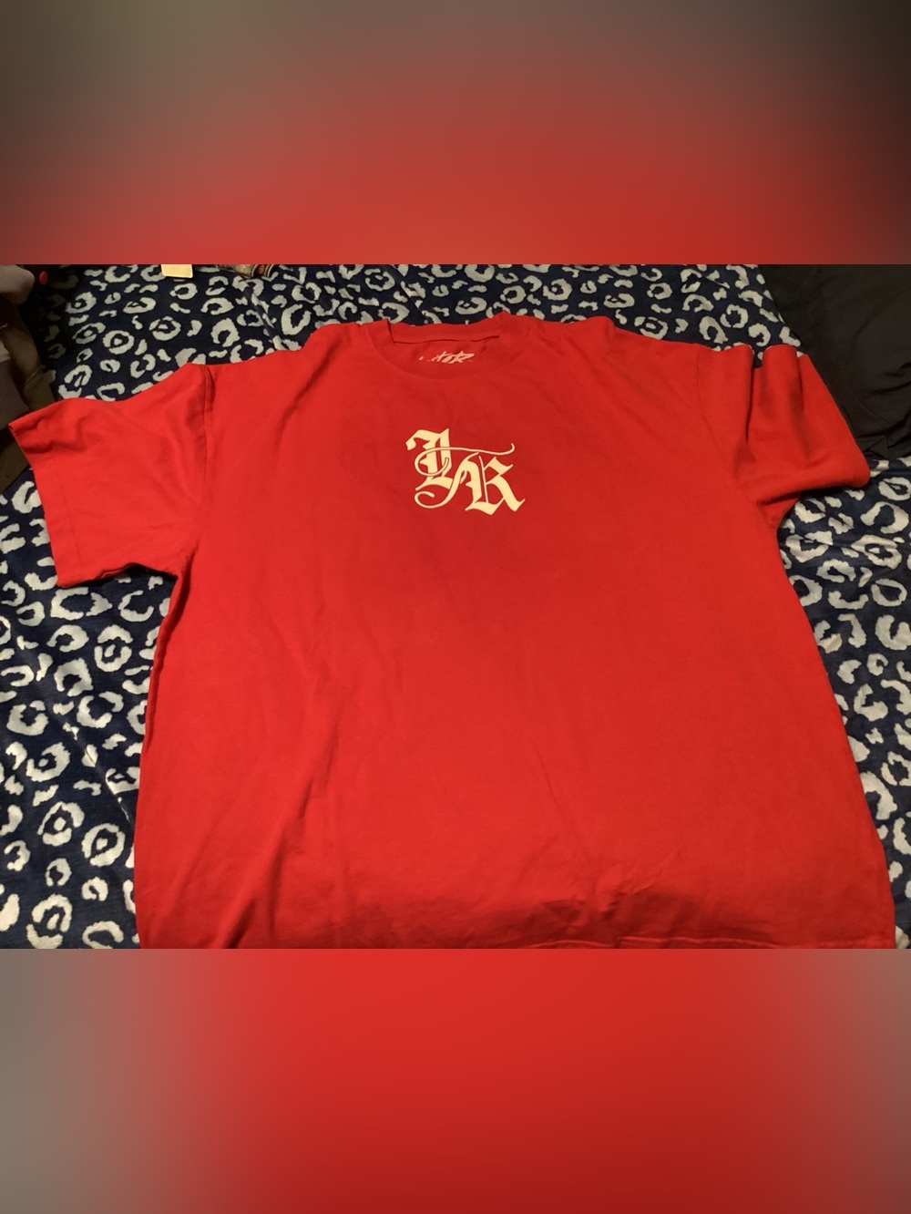 Kids Red Short-Sleeve Tee with White Gothic Logo